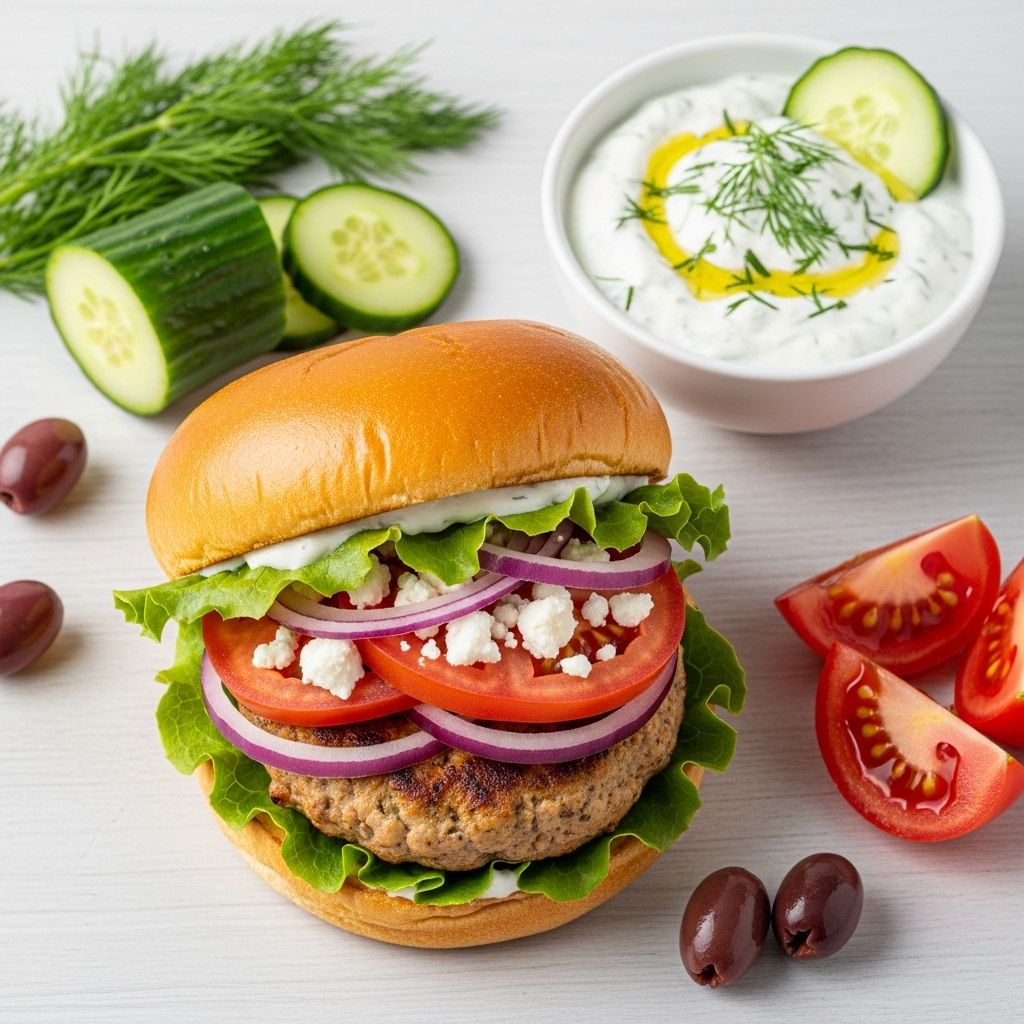Juicy patties meet tangy yogurt sauce for a burger that bursts with Mediterranean flair.