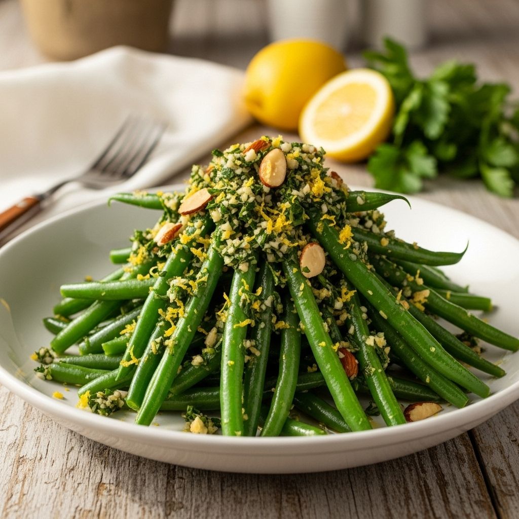 Discover how green beans paired with almond gremolata create a vibrant, healthy, and delicious addition to any meal.
