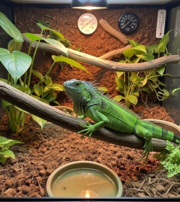 Gentle interaction and tailored nutrition foster trust and vitality in pet iguanas.