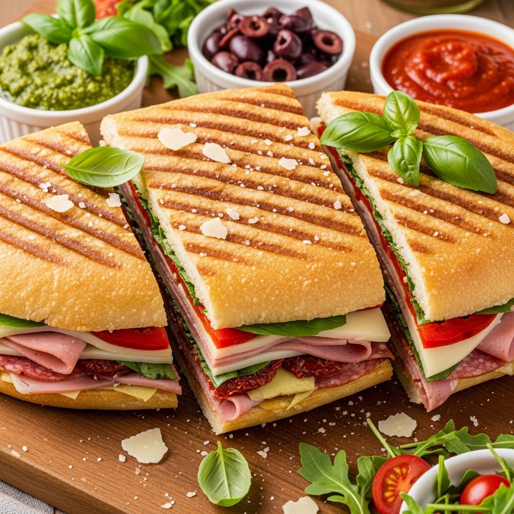 Grill-Pressed Italian Party Panini: The Ultimate Crowd-Pleaser A crowd-pleasing feast with crunchy bread, gooey cheese, and bold Italian flavors.