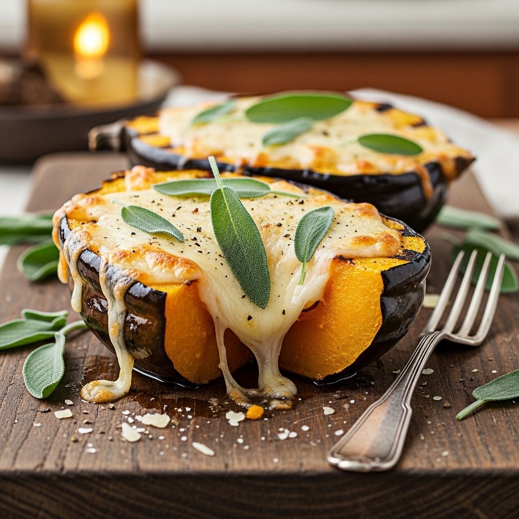 Charred autumn wedges topped with nutty cheese and fresh herbs for seasonal warmth.