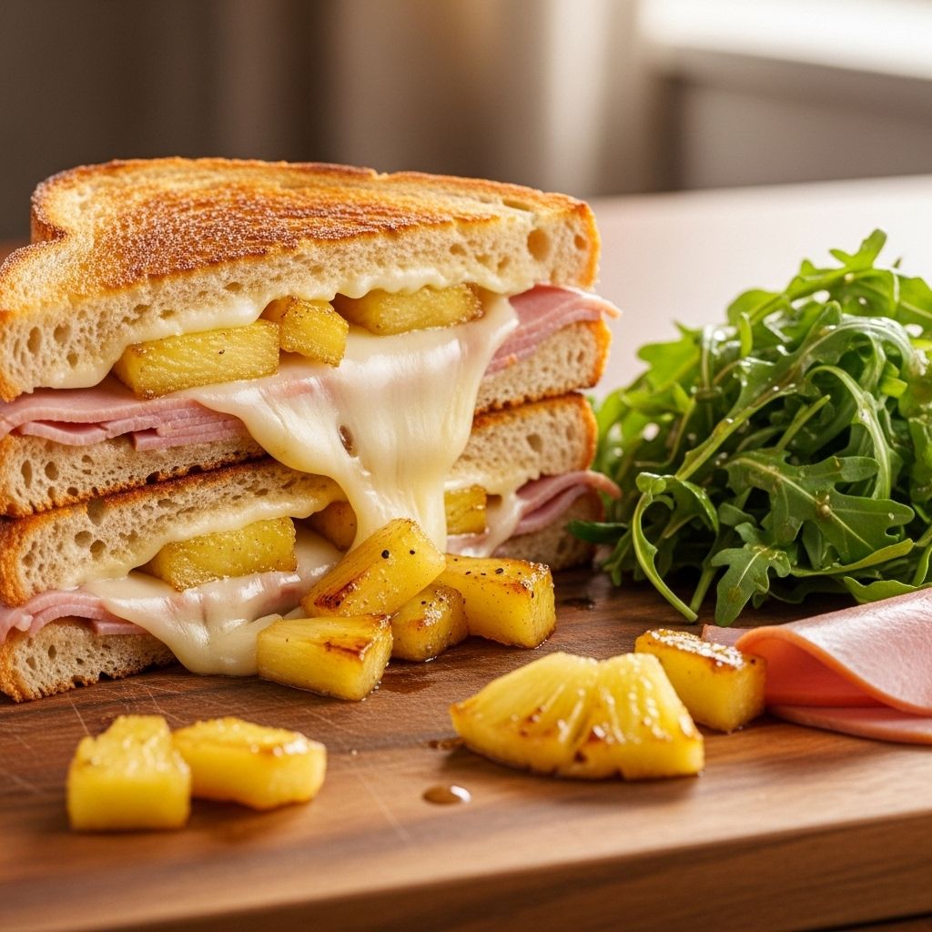 A bold fusion of sweet, salty, and creamy flavors elevates this comfort-food sandwich.