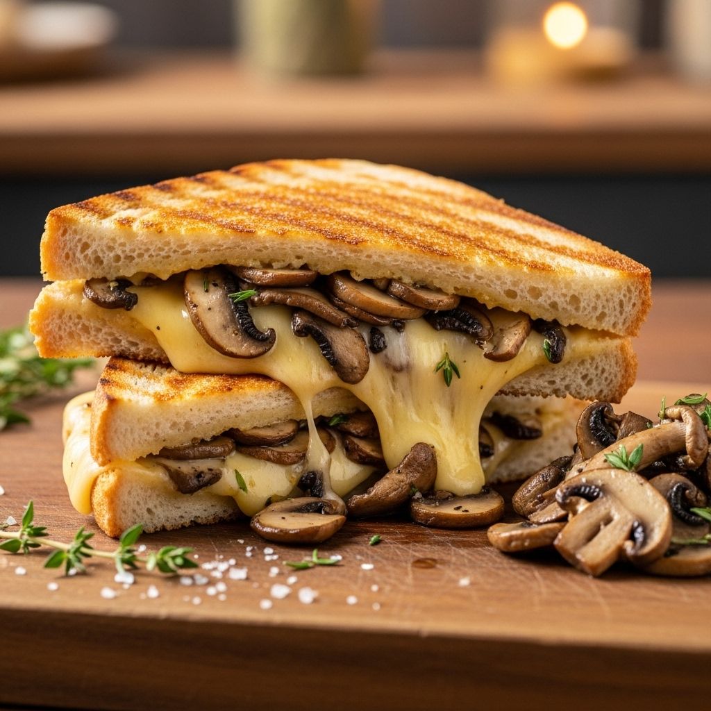 Earthy flavors and gooey filling unite in a crispy sandwich that satisfies every craving.