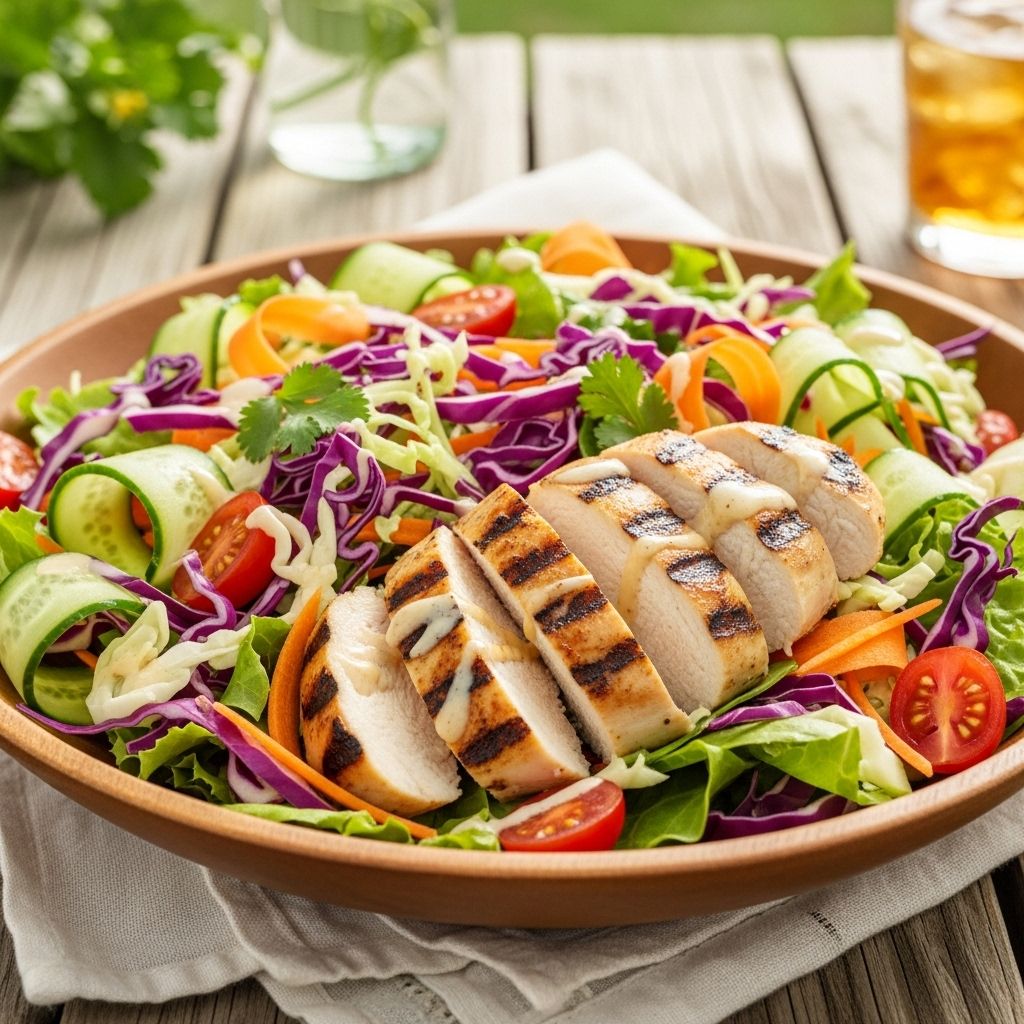 Boldly charred protein meets crunchy greens in a zesty dressing that deepens flavors.