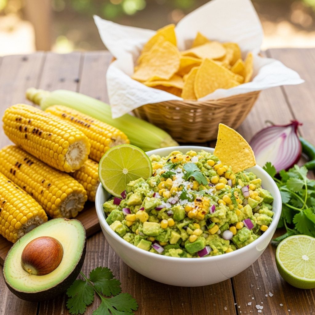 Grilled Corn Guacamole A crowd-pleasing dip that marries charred sweetness and smooth avocado in every bite.