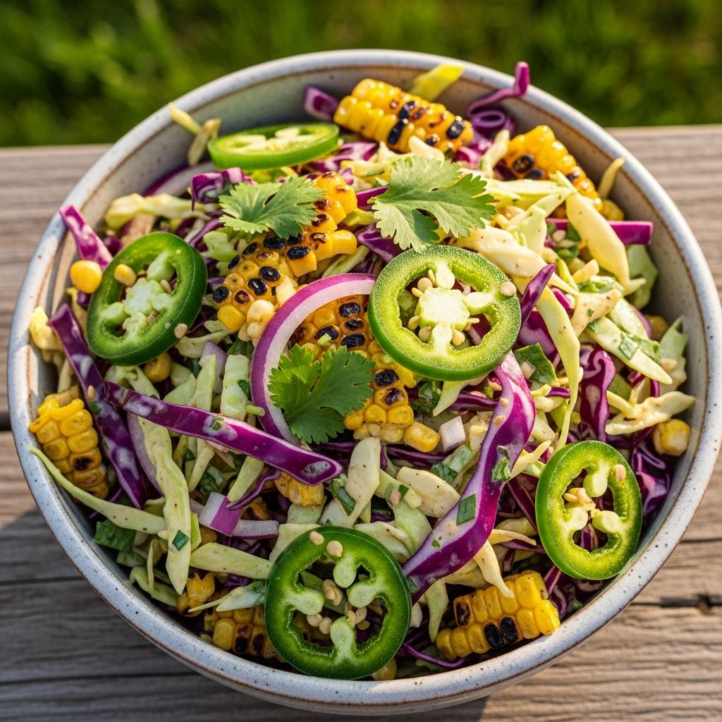 A vibrant blend of charred sweetness and cooling crunch that elevates every cookout plate.