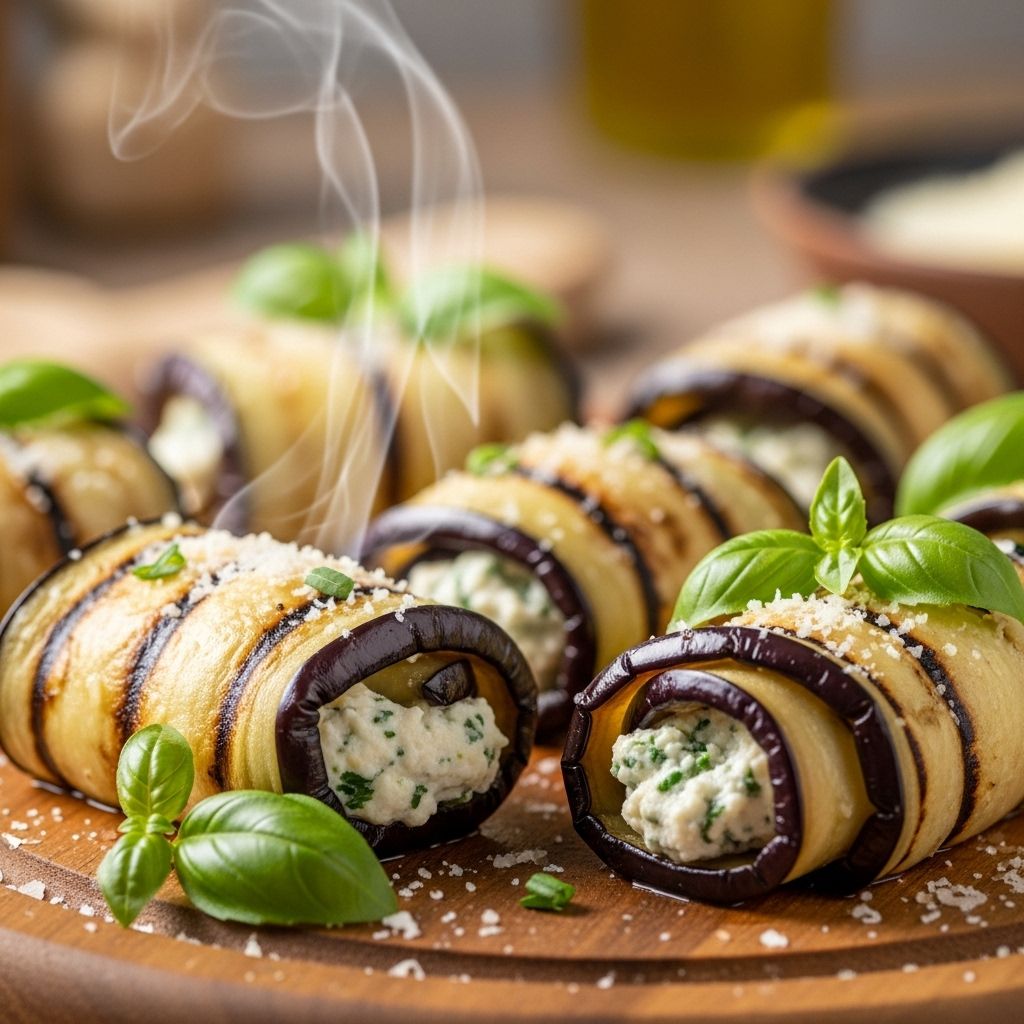 A creamy herb-and-cheese blend elevates tender slices into a flavorful baked delight.