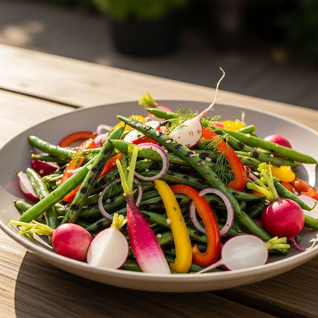 Charred veggies meet zesty dressing for a vibrant dish that brightens any table.