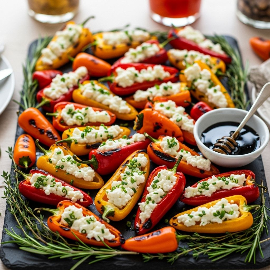 Smoky-sweet bites with creamy tang and fresh herbs enliven any warm-weather spread.