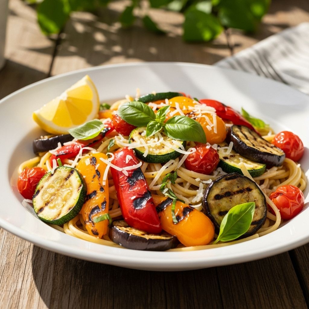 Discover a fresh, colorful twist on pasta night with this grilled ratatouille linguine—packed with smoky vegetables and Mediterranean flavors.