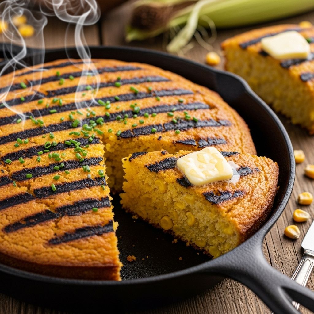 Grilled Skillet Cornbread: Flavorful Perfection Over the Coals Turn batter into a rustic loaf with crisp crust and moist interior.