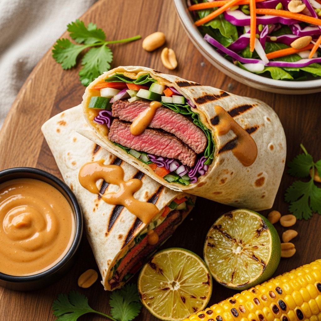 A perfect balance of savory marinade and crisp vegetables in every handheld bite.