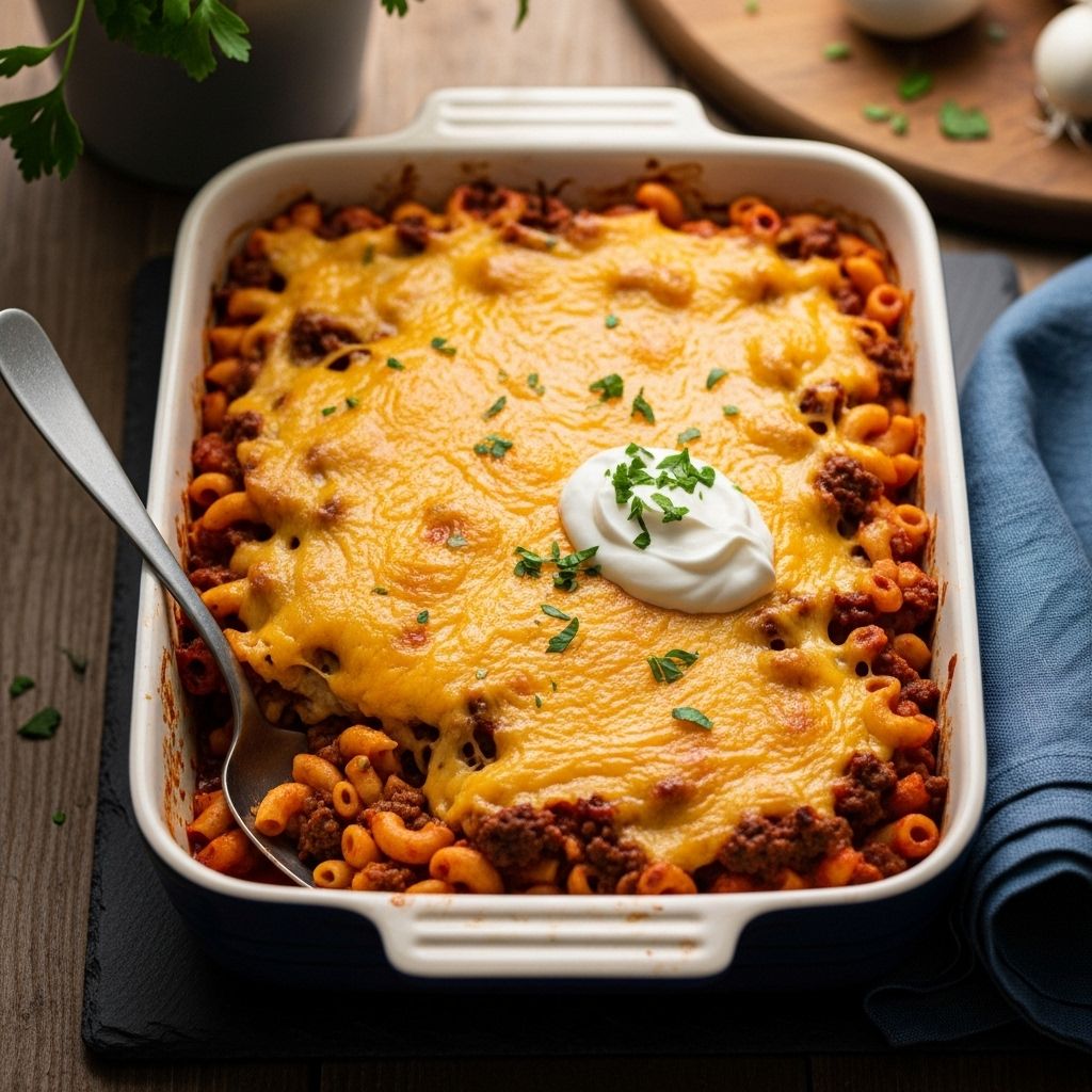 All the flavors of home-cooked dinners come together in a single cheesy bake.
