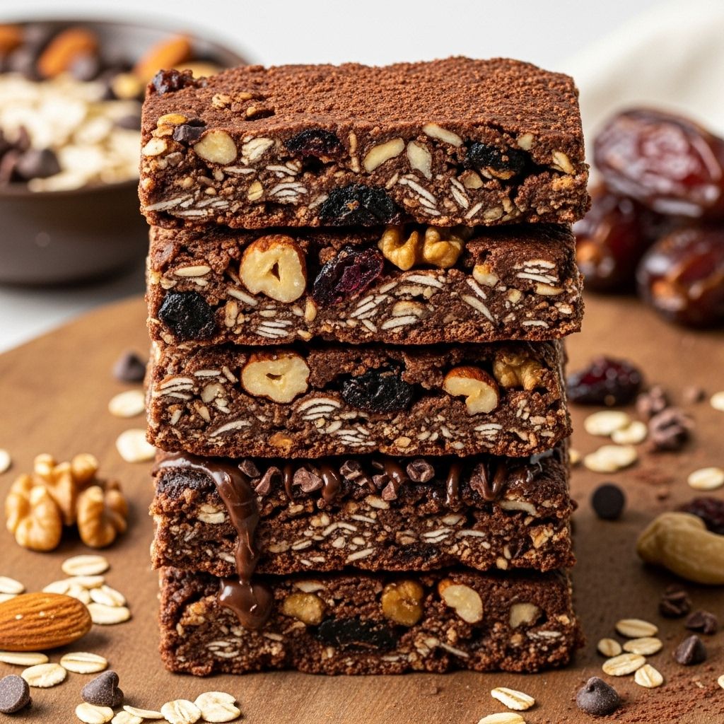 Healthy Brownie Granola Bars: Guilt-Free Chocolate Snack A guilt-free chocolate snack that packs plant-based protein and fiber into every bite.