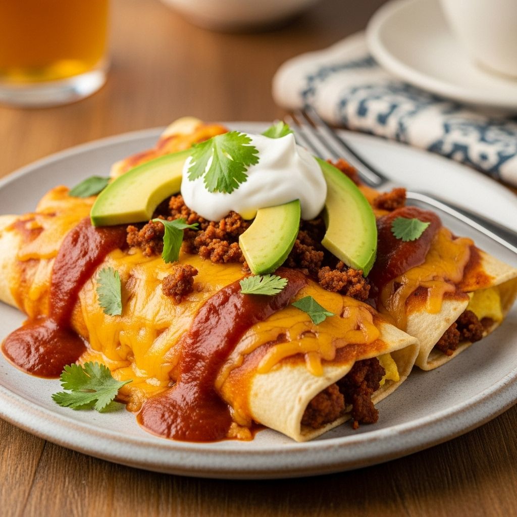 An oven-baked twist on breakfast classics packs chorizo, eggs, and cheese into each bite.