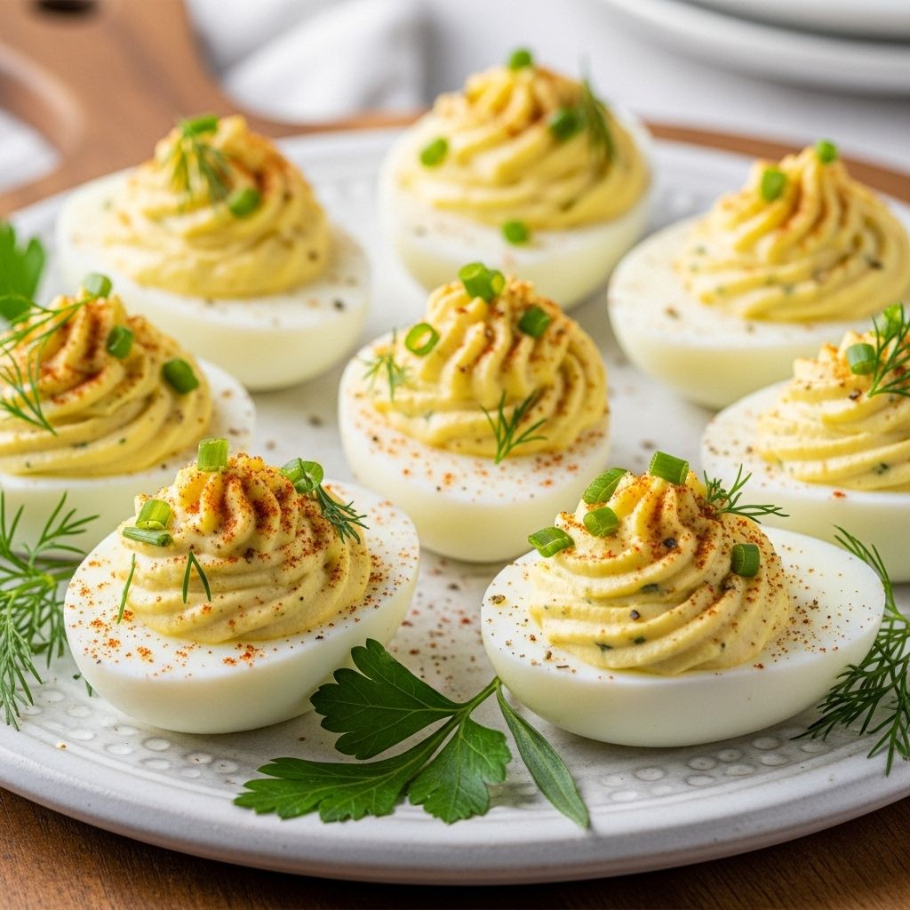 Fragrant herb blends and creamy filling create a gourmet twist on classic deviled eggs.