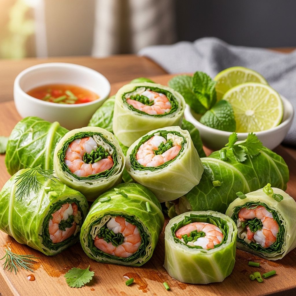 Enjoy a fresh, herby take on shrimp spring rolls made with cabbage for a light, healthy, and flavorful meal.