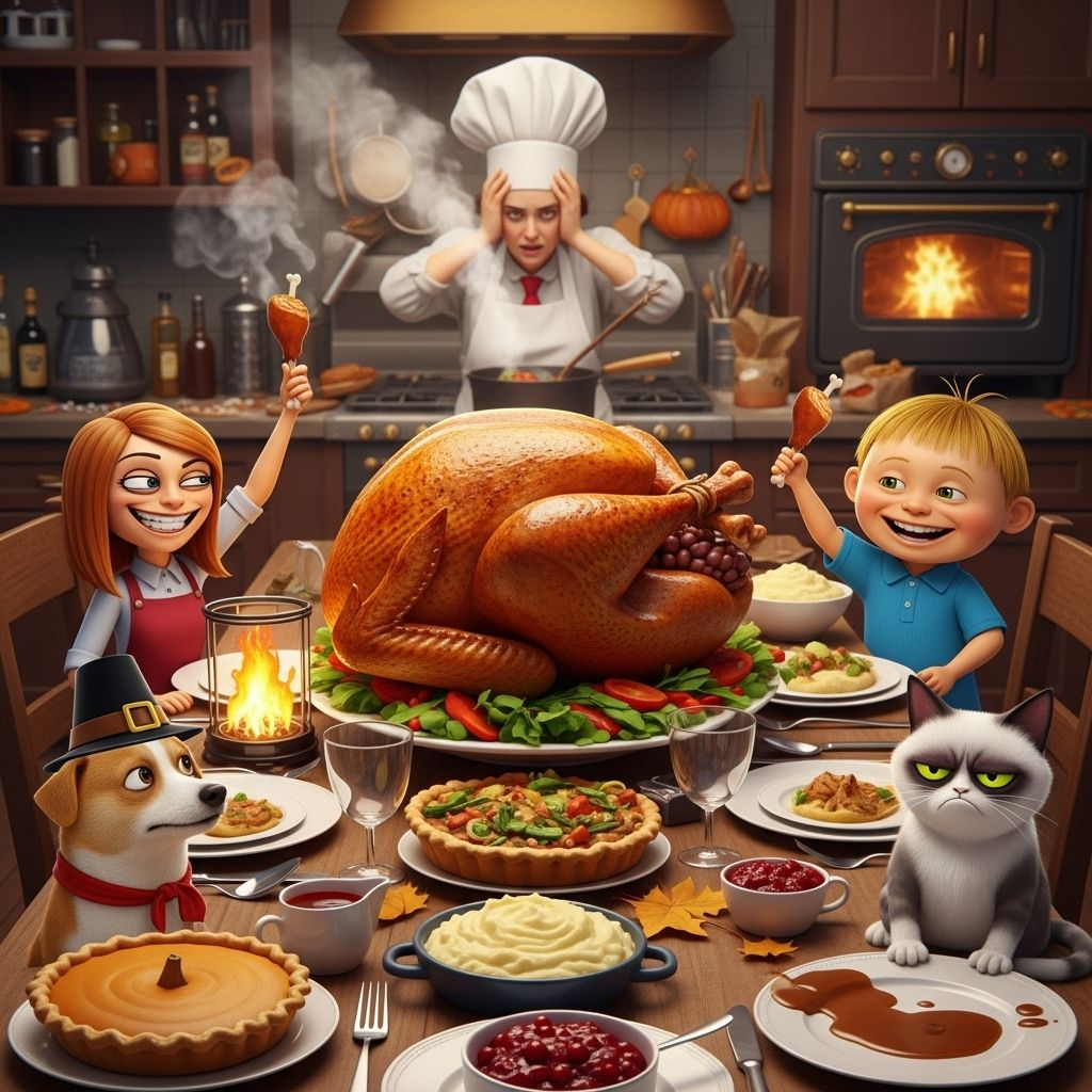 Laugh at the quirks of family feasts with this playful selection of social media humor.
