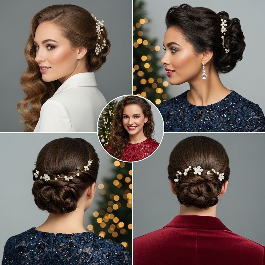 From chic braids to jeweled accessories, this guide covers all the standout hair looks and styling tips you need for every holiday party.