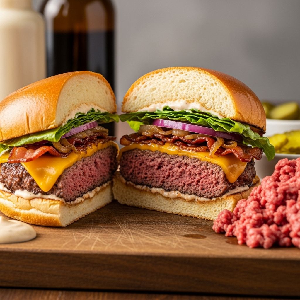 Adjusting fat ratios and using high heat produce tender patties with satisfying crust.