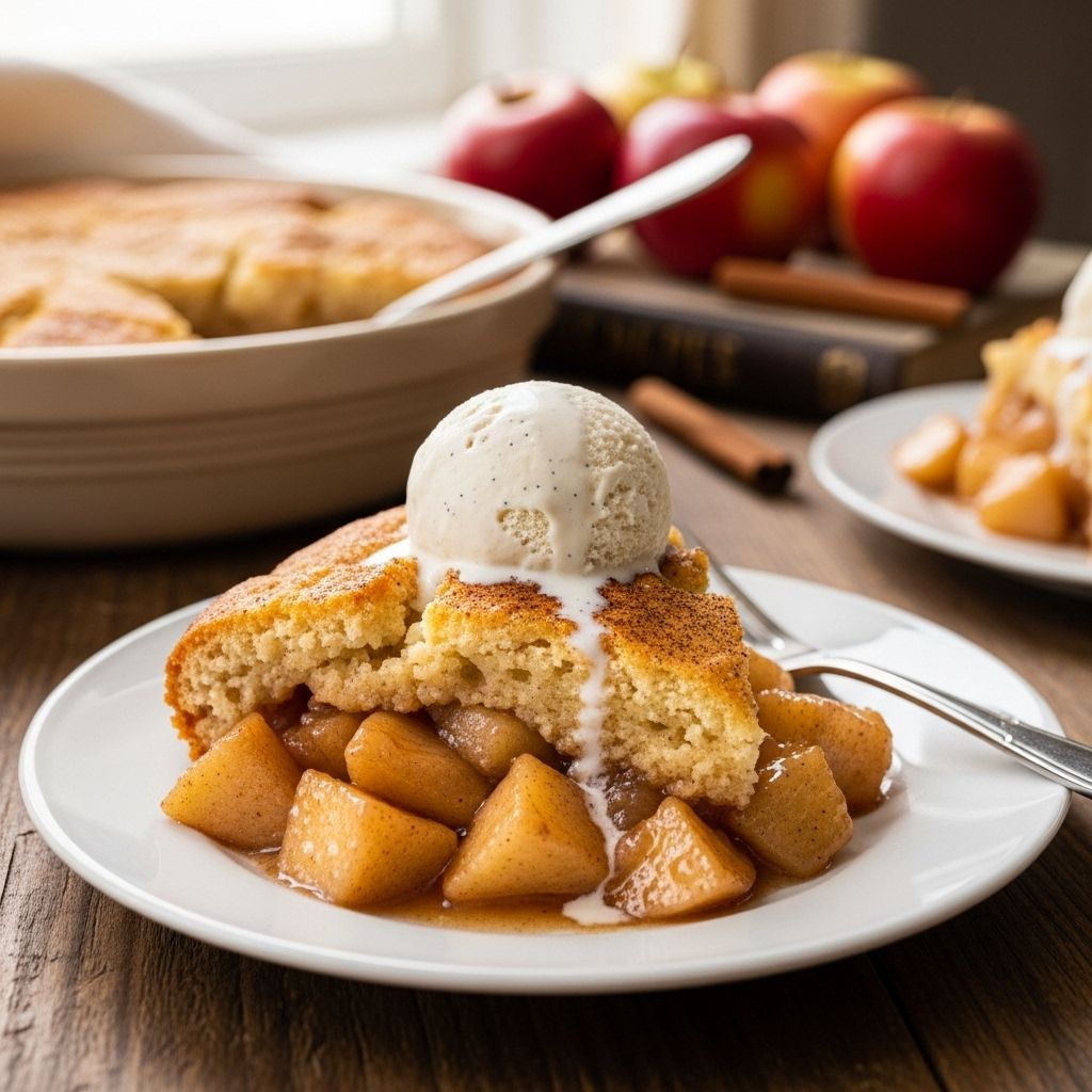 Golden biscuits meet spiced fruit in a dessert that evokes cozy memories.