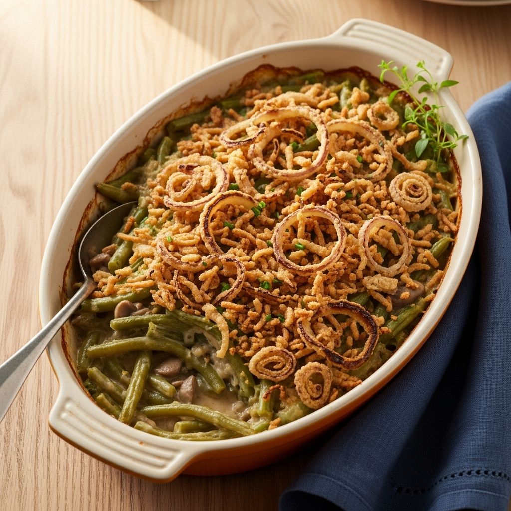 A creamy, bacon-studded side that brings fresh green beans and homemade comfort together.