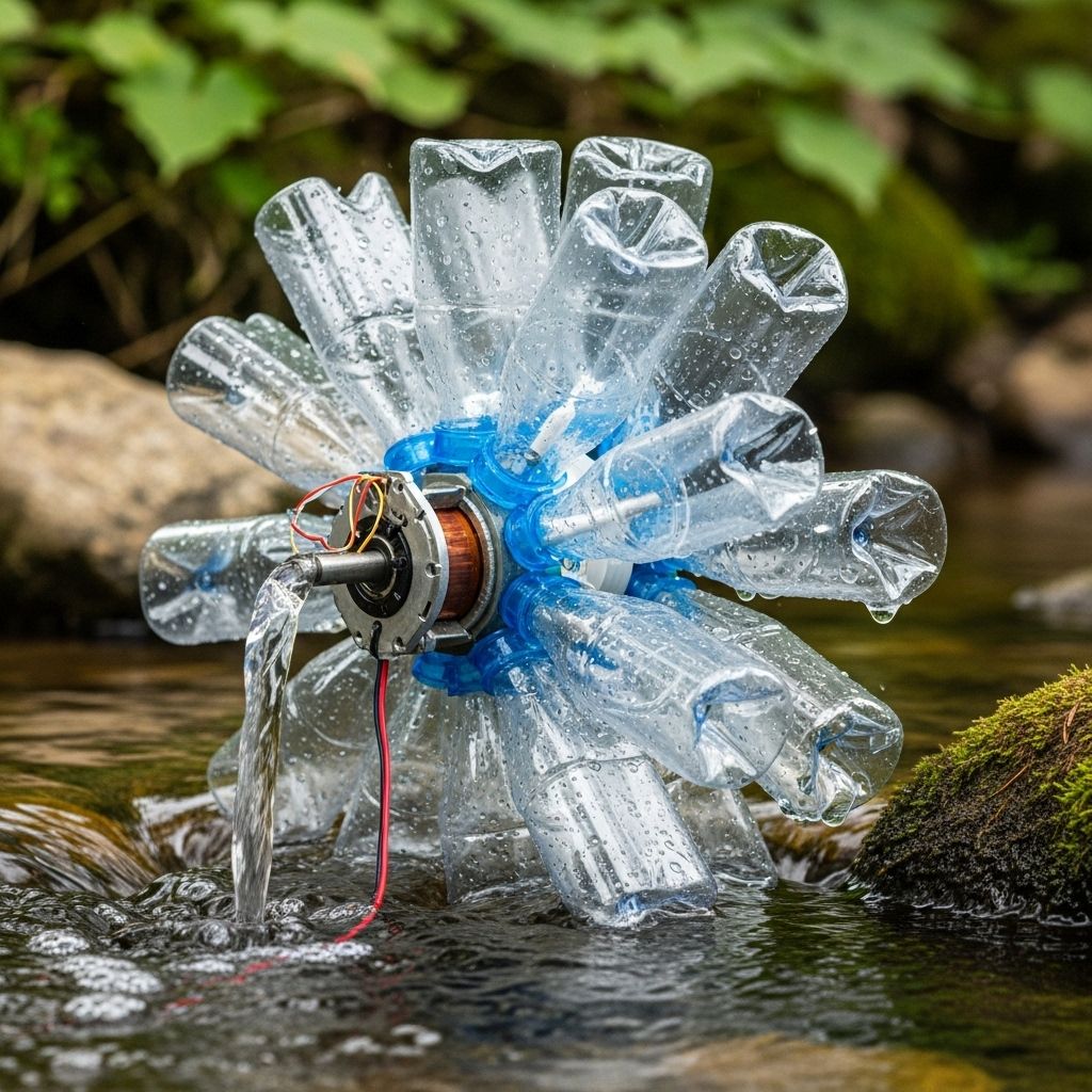 Harnessing renewable energy at home: easy DIY hydroelectric generator project using simple recycled materials.
