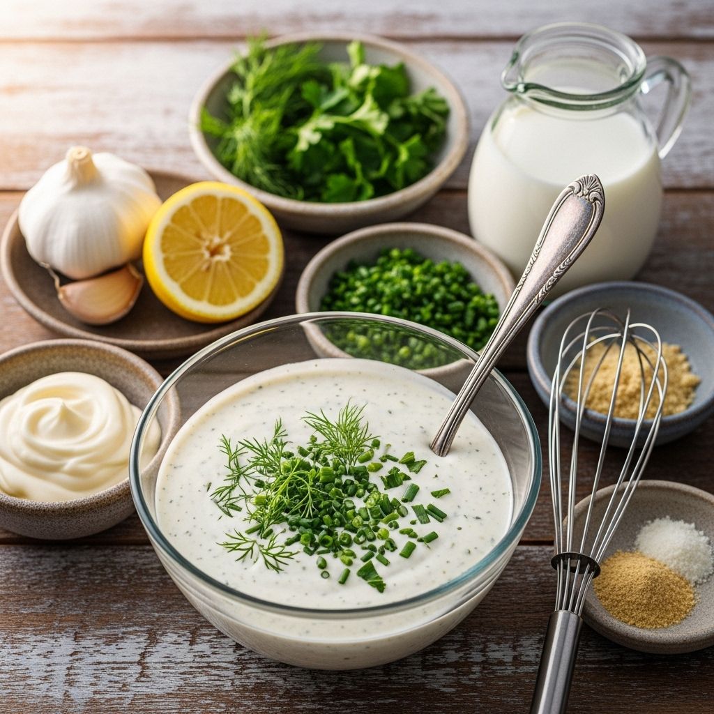 Fresh garden herbs and garlic transform a simple dressing into a versatile kitchen staple.