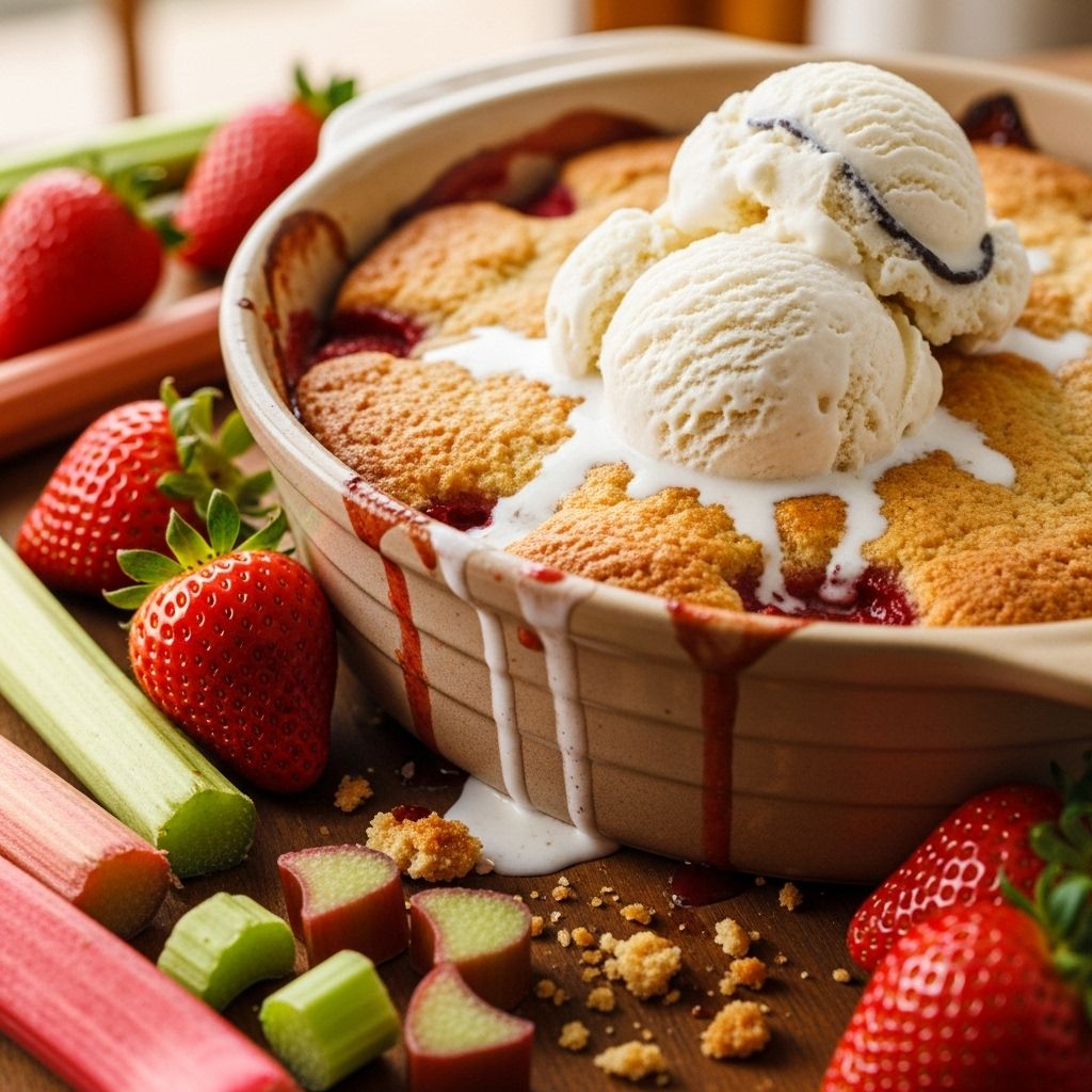 Soft biscuit topping embraces bubbling fruit filling in a cozy one-dish dessert twist.
