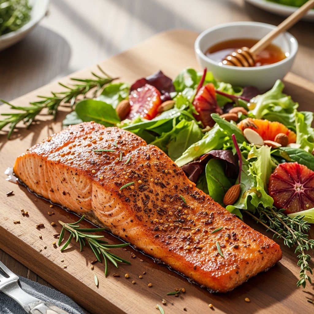 Savor the balance of sweet and spicy flavors in this easy, nutrient-packed honey-spiced salmon recipe, perfect for any healthy kitchen.