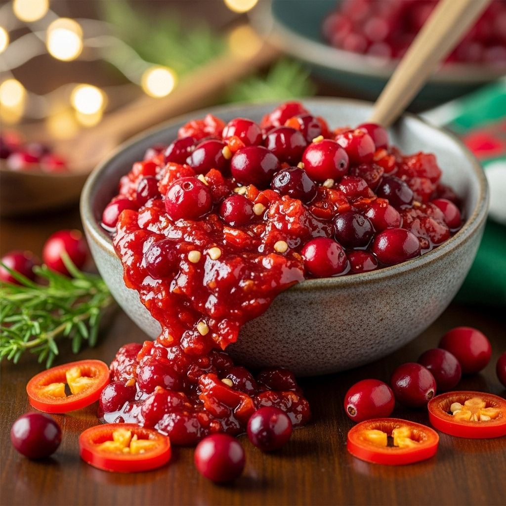 A fiery blend of tart berries and chiles that brightens every festive spread.