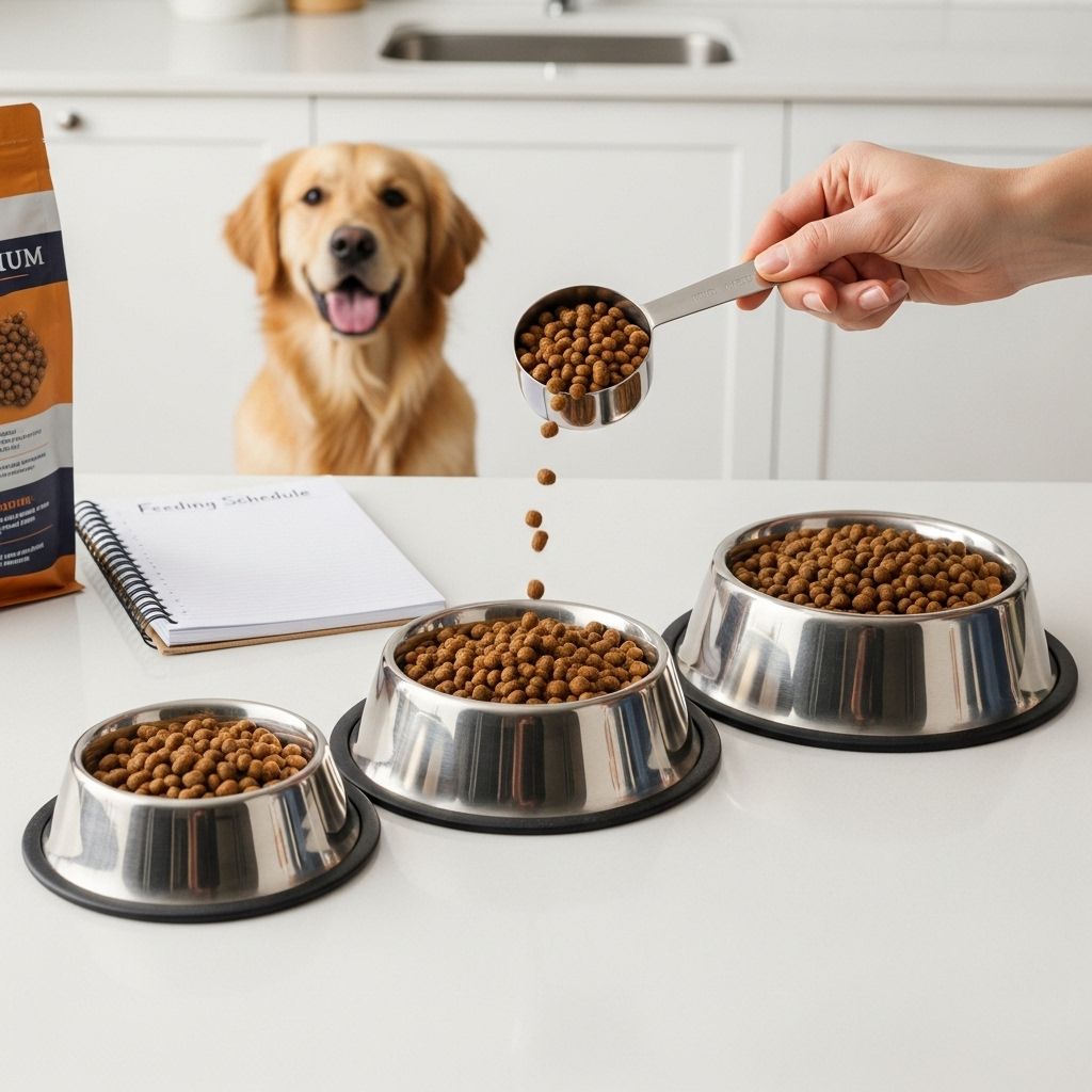 Consistent meal plans based on size and activity level ensure your dog’s well-being.