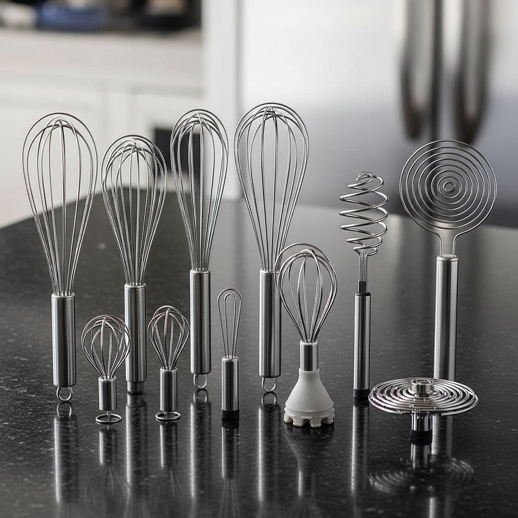 Match every whisk shape to its purpose for smoother mixing and better texture results.