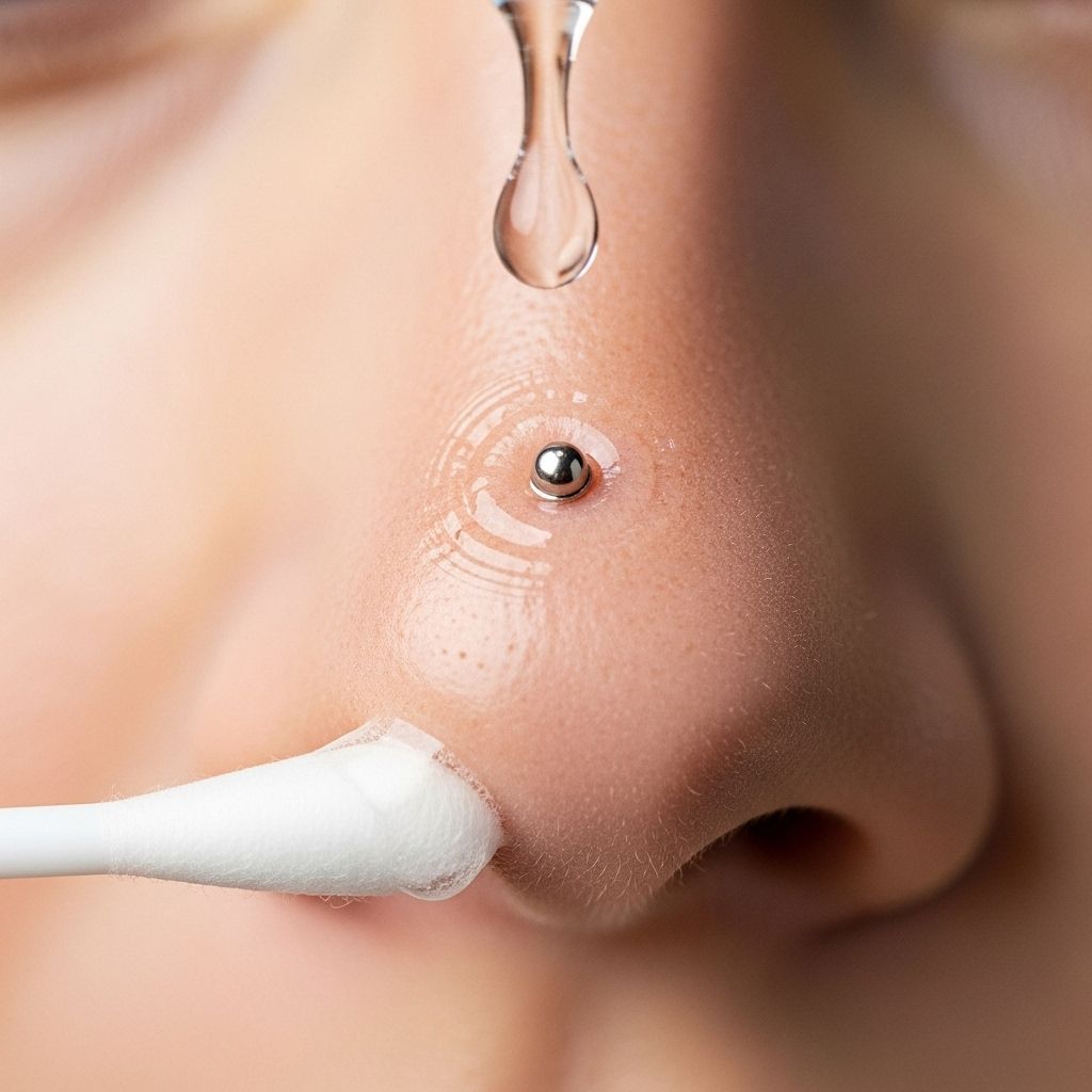 Learn everything you need for proper nose piercing aftercare: cleaning techniques, recommended products, troubleshooting, and expert tips.