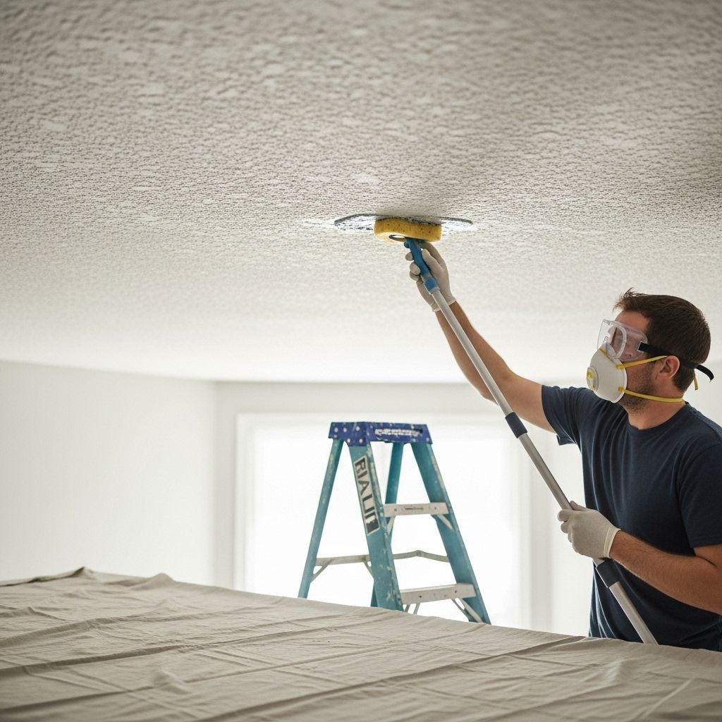 Refresh your textured ceiling with gentle care and professional-level safety measures.