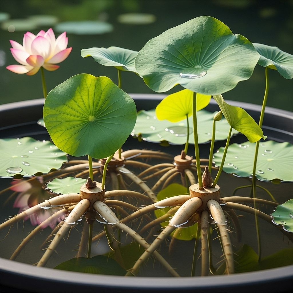 A seamless approach to cultivating ornamental lotus with a harvest of edible roots.
