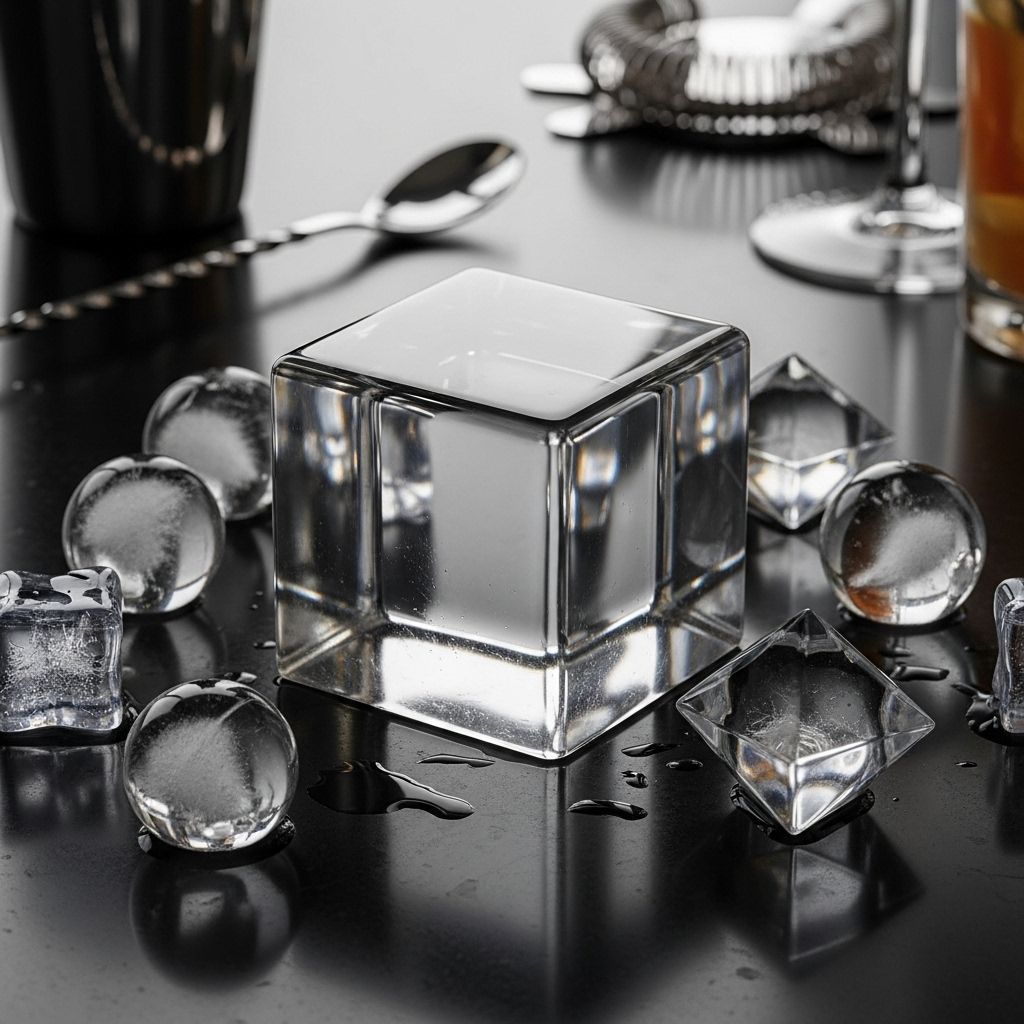 See-through blocks melt slowly to chill drinks without watering down vibrant flavors.