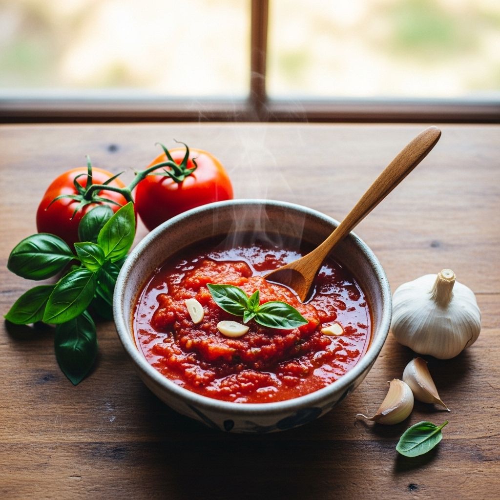 Infuse summer-ripe tomatoes with garlic and basil for a sauce that sings on every dish.