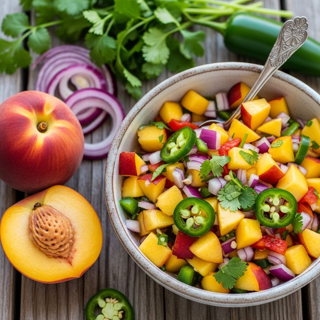 Fresh peach and jalapeño flavors come together in a dip that elevates every bite.