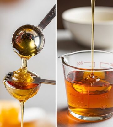 An oil coating on kitchen cups lets every drop of sticky sweetener slip away cleanly.