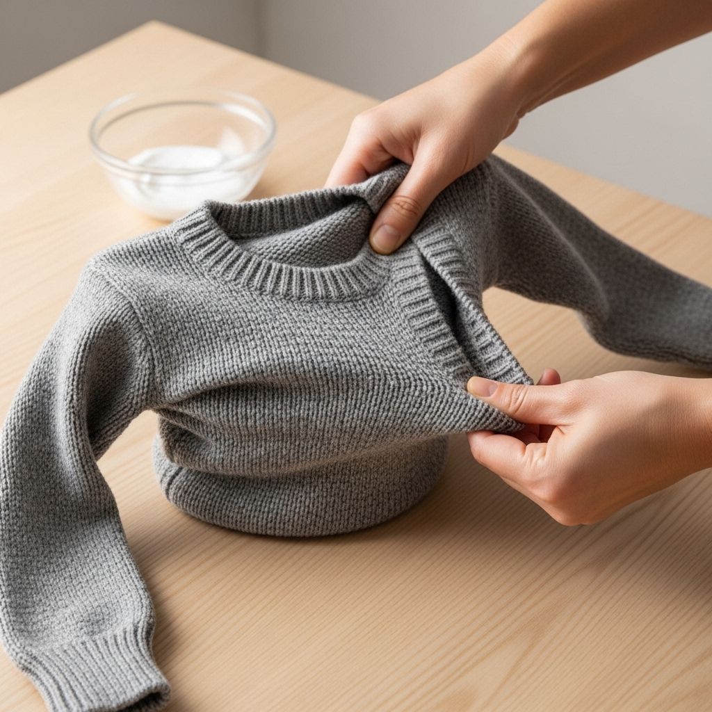 A straightforward method revives shrunken knitwear for renewed comfort and wearability.