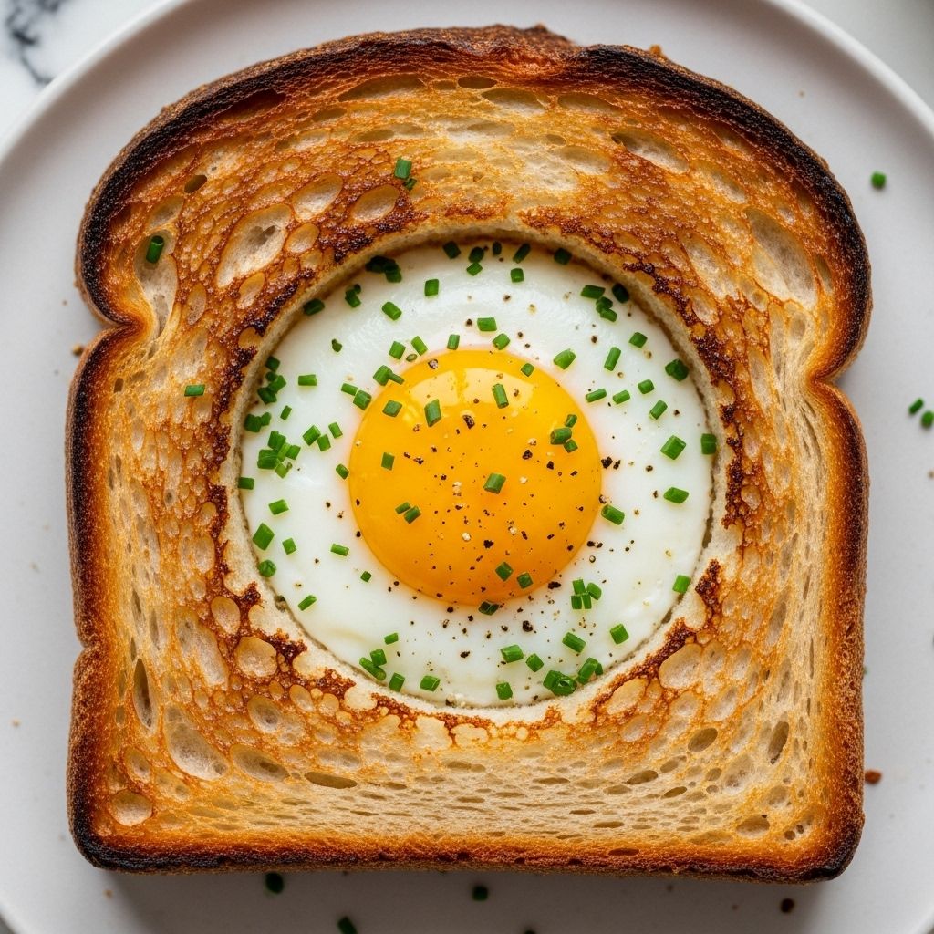 Huevo-in-the-Hole: The Ultimate Comfort Breakfast Enjoy buttery bread and a perfectly runny egg for a nostalgic morning treat.