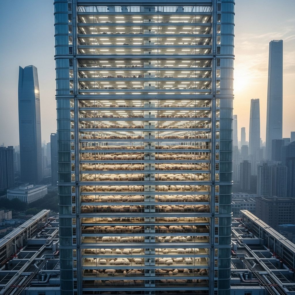 How China’s multi-story pig farms are transforming pork production—and raising tough questions on sustainability and emissions.
