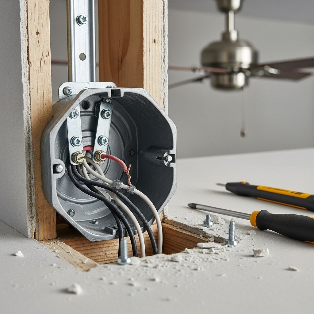 Proper support and secure mounting prevent wobbling and ensure electrical code compliance.