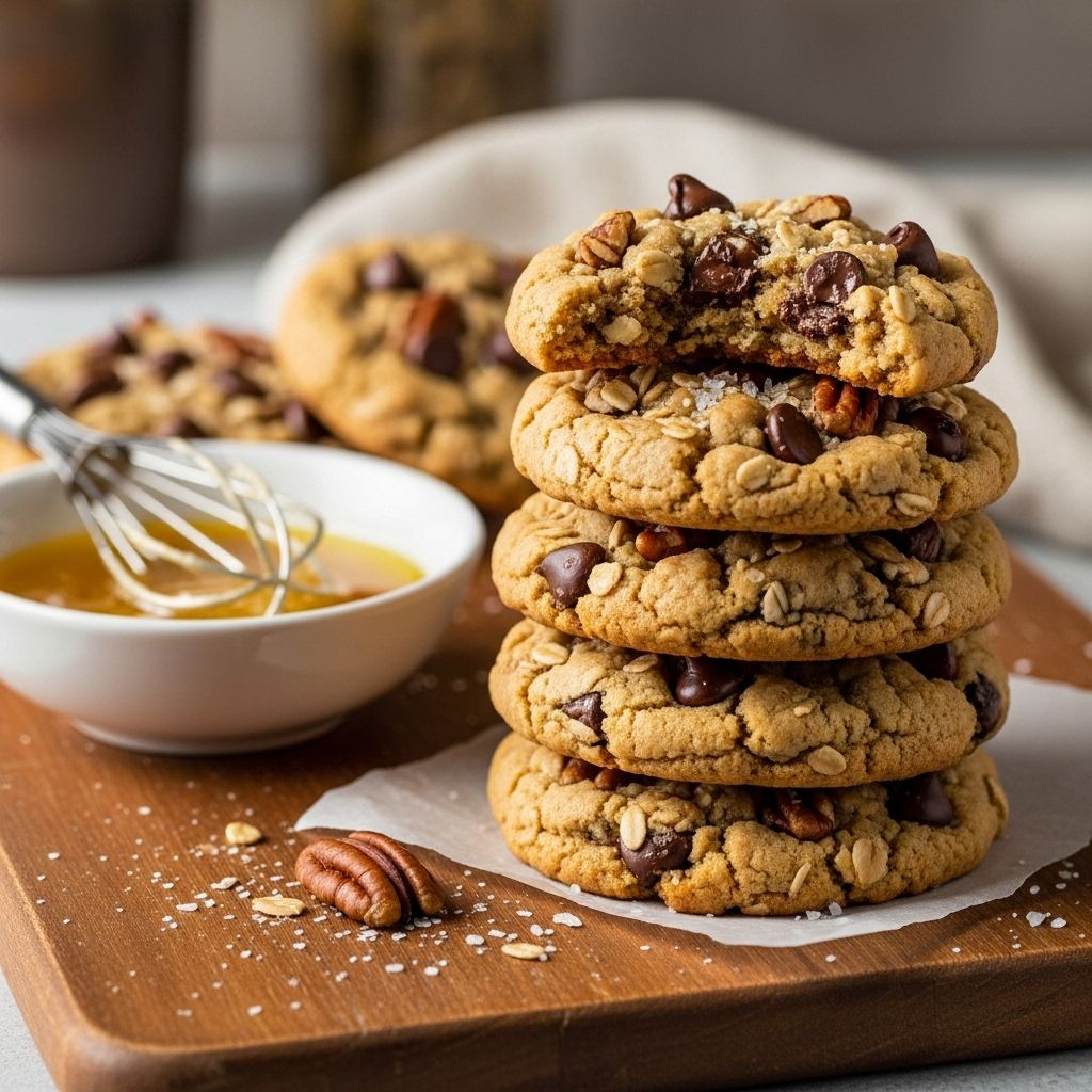 A rustic twist on classic sweets that balances oats, sweet coconut, and salty crunch.