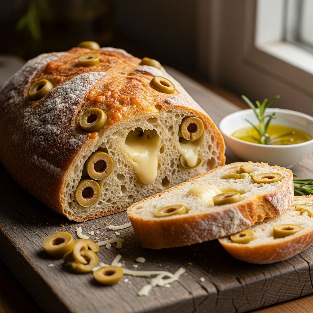 Briny olives and creamy Monterey Jack come together in a crowd-winning cheesy snack.