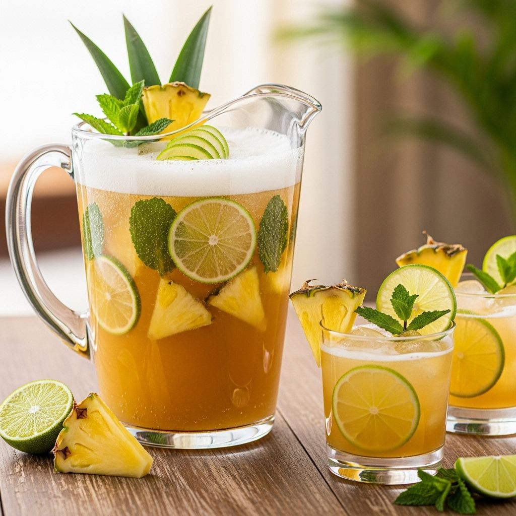 A fizzy fusion of tropical sweetness and creamy warmth that elevates any gathering.