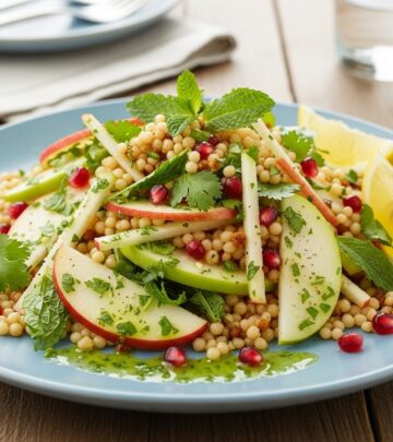 Crisp fruit, creamy cheese, and toasted nuts combine for a bright and satisfying dish.