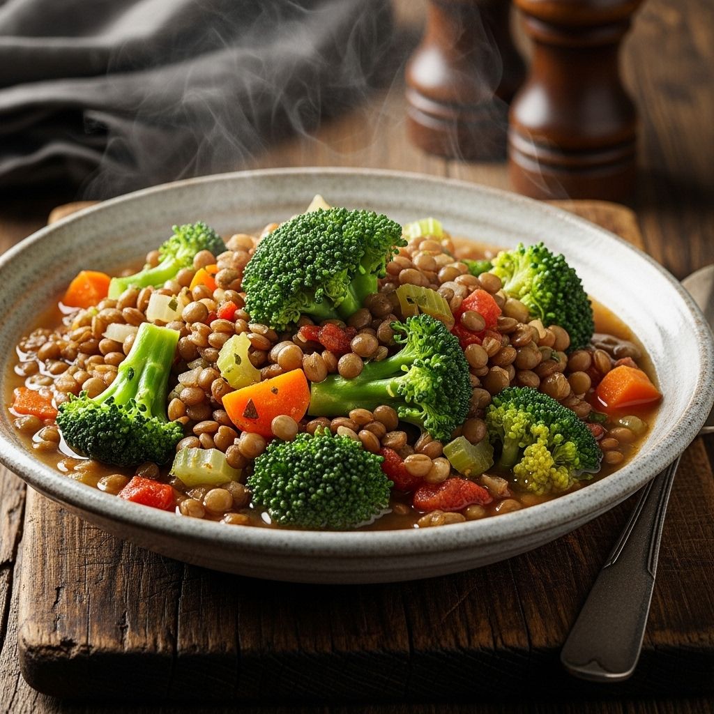 Wholesome Italian lentil and broccoli stew brings Mediterranean comfort with every spoonful, packed with nutrients, flavor, and easy prep.