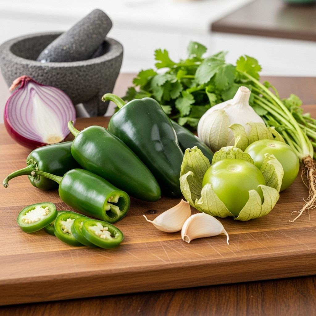 Brighten any meal with this tangy, smoky homemade green salsa packed with roasted poblanos, jalapeños, and tomatillos.